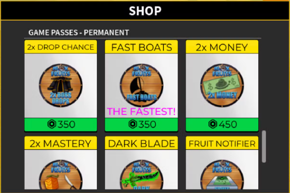 Blox Fruits gamepass ranking